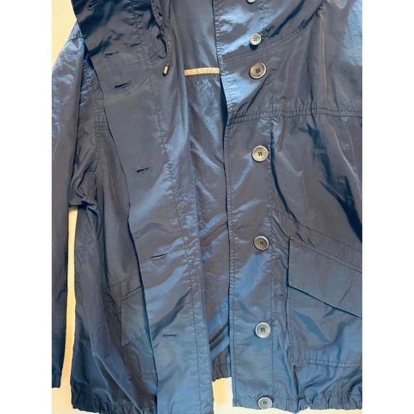 Eileen Fisher Organic Cotton Nylon Rain Jacket Blue Button Hooded Size‎ XL - Picture 5 of 13